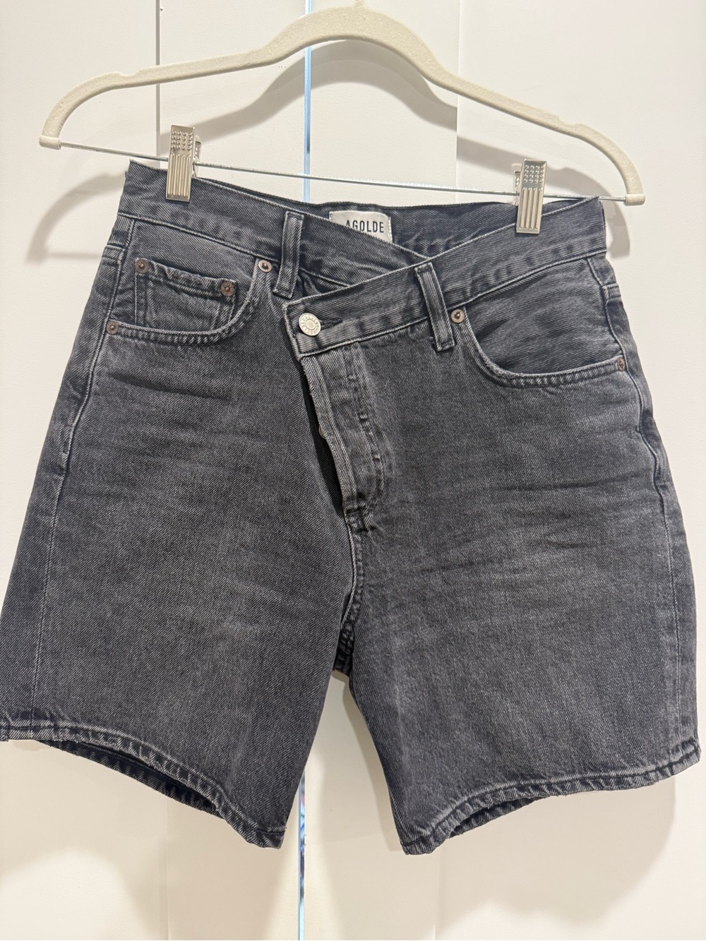 AGOLDE Washed Black Denim Shorts size 23